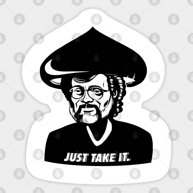 Terence McKenna Sticker by PsilocyBram